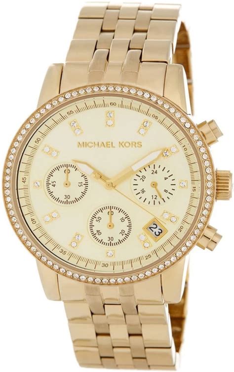 Michael Kors Runway Chronograph Gold Dial Ladies .